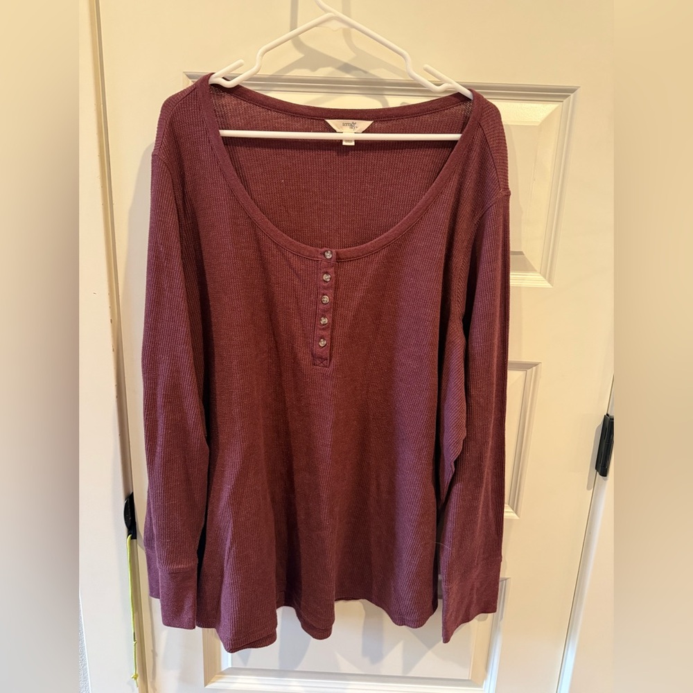 Terra & Sky Maroon Long Sleeve Top